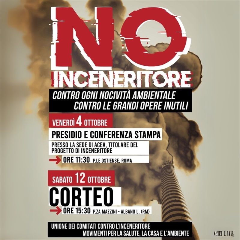 Corteo contro l’inceneritore ad Albano